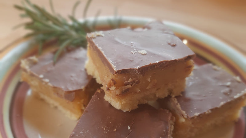 Millionaires Shortbread with Rosemary Salted Caramel