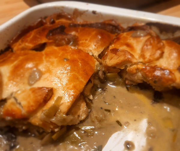 Creamy Chicken, Leek, Mushroom and Tarragon Pie